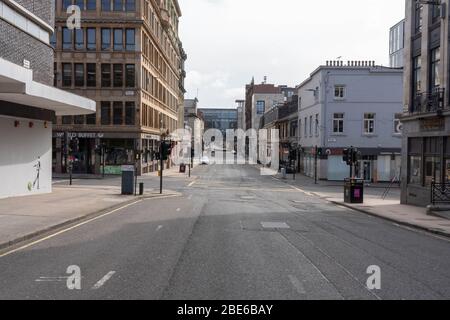 Glasgow, Großbritannien. April 2020. Leere Straßen und Autobahnen in und um Glasgow, während das Coronavirus-System weiterhin gesperrt wird und die Bewohner weiterhin zu Hause bleiben. Quelle: Richard Gass/Alamy Live News Stockfoto