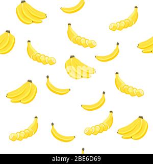 Illustration zum Thema große farbige nahtlose Banane, helles Fruchtmuster für die Dichtung. Fruchtmuster aus einer schönen, nahtlosen, wiederholten Banane. Einfach Stock Vektor