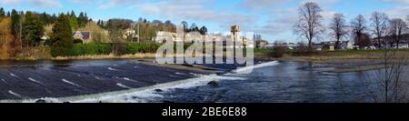 Coble Cauld, River Teviot, Hawick Stockfoto