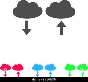 Cloud-Download und -Upload-Symbol flach. Farbpiktogramm auf weißem Hintergrund. Vektor-Illustration Symbol und Bonus-Symbole Stock Vektor