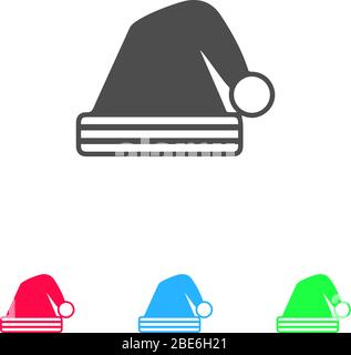Hut für Neujahr flach. Farbpiktogramm auf weißem Hintergrund. Vektor-Illustration Symbol und Bonus-Symbole Stock Vektor