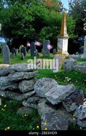 Friedhof, Koloniale Pemaquid State Historic Site, Maine Stockfoto