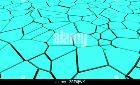 Computergenerierte Oberfläche mit Brüchen. 3D-Rendering eines Erdbebeneffekts. Abstrakter Hintergrund Stockfoto