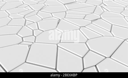Computergenerierte Oberfläche mit Brüchen. 3D-Rendering eines Erdbebeneffekts. Abstrakter Hintergrund Stockfoto