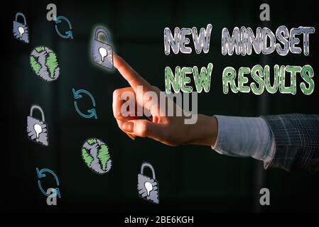 Wort schreiben Text Neue denkrichtung neue Ergebnisse. Business Foto zur Schau stellen Hindernisse sind Möglichkeiten, Leistung zu erreichen Stockfoto