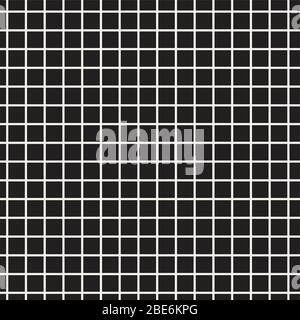 Abstraktes Mosaik-Gitter, Mesh-Hintergrund mit quadratischen Formen. Schwarz-weißes Designelement. Gitter, Gittermuster. Nahtlos wiederholbar. Einfache Schule Stock Vektor