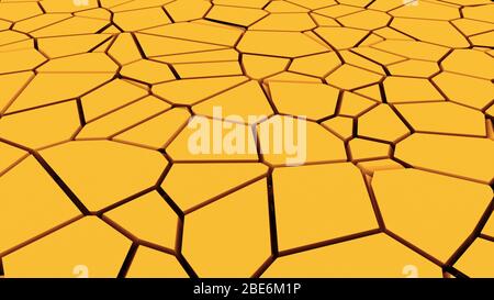 Computergenerierte Oberfläche mit Brüchen. 3D-Rendering eines Erdbebeneffekts. Abstrakter Hintergrund Stockfoto