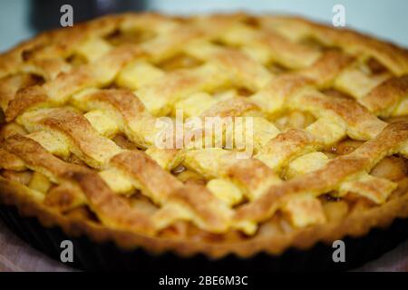 Nahaufnahme von einem Apfelkuchen Stockfoto