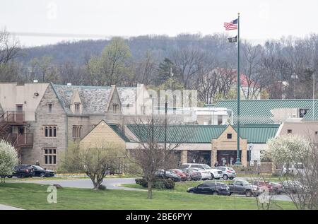 Berks County Prison, Berks County, Pennsylvania, 12. April 2020- Eintritt in das Berks County Prison, Gov. Wolf erließ einen Executive Order, Inmat freizugeben Stockfoto