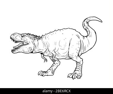 Fleischfressende Dinosaurier - Tyrannosaurus rex. Dino T-Rex isolierte Zeichnung. Stockfoto