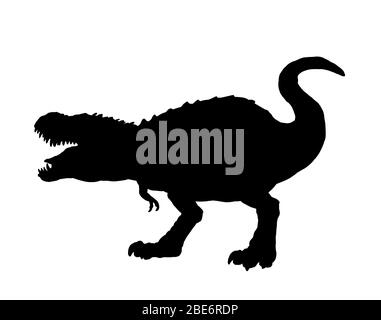 Fleischfressende Dinosaurier - Tyrannosaurus rex. Dino T-Rex Silhouette Zeichnung. Stockfoto