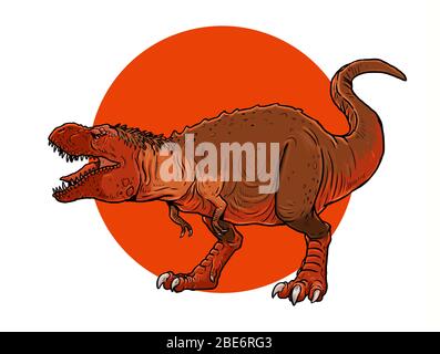 Fleischfressende Dinosaurier - Tyrannosaurus rex. Dino T-Rex isolierte Zeichnung. Stockfoto