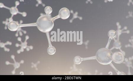 Molekulare Struktur. Molekulare Chemie, Hintergrund mit molekularem Element des Atoms. Medizinischer Hintergrund. Genom auf molekularer Ebene, 3D Stockfoto