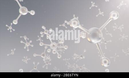 Molekulare Struktur. Molekulare Chemie, Hintergrund mit molekularem Element des Atoms. Medizinischer Hintergrund. Genom auf molekularer Ebene, 3D Stockfoto