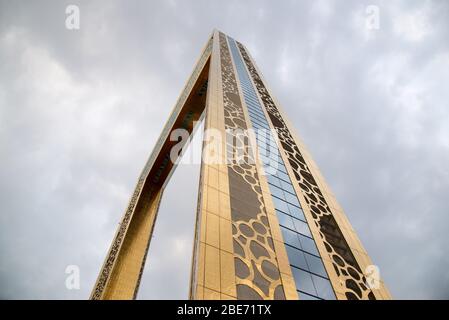 Golden Dubai Frame, neue Attraktion in Dubai, erstaunliche Architektur. Dubai, Vereinigte Arabische Emirate Stockfoto