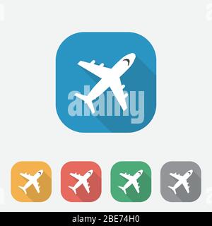 Transport-Symbol, Flugzeug flach Symbol mit langen Schatten, UI, UX, Website, Vektor-Illustration EPS10 Stock Vektor