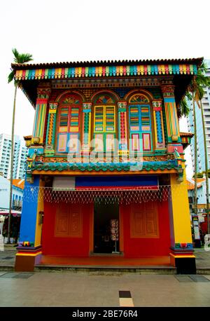 Buntes Gebäude in Little India - Singapur Stockfoto