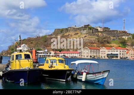 Pilotboote in St. Georges Hafen, Grenada, Karibik Stockfoto