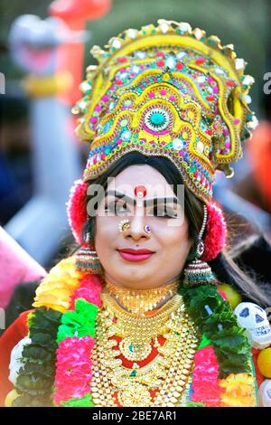 Tänzer von kathakali Tänzer, theyyam, thira, Volkstänzer, Feier, kerala Festival, indische Festival Tänzer, Tanz Form indien, Stockfoto