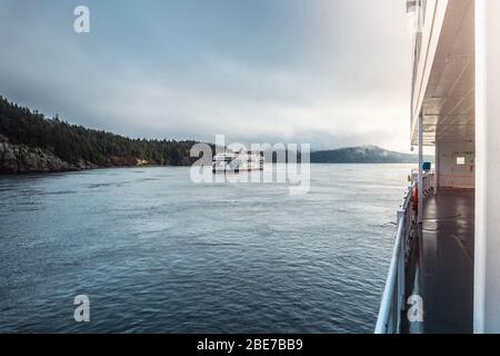 Foto von der Fähre zwischen Victoria und Vancouver in Kanada Stockfoto