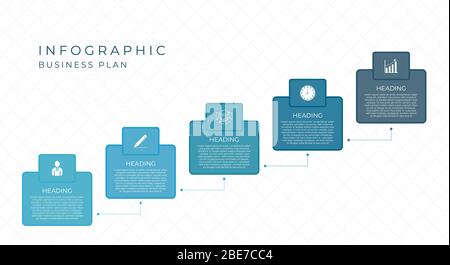 Infografik Geschäftsplanung Geometrische quadratische Form Design wachsen bis zum Erfolg. vektor-Illustration. Stock Vektor