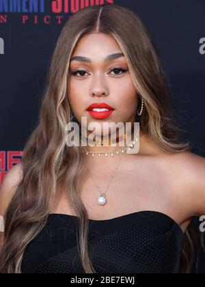 Westwood, Usa. April 2020. (FILE) Jordyn Woods plant, noch vor Ende des Jahres ein Album zu veröffentlichen. Jordyn Woods sagt, dass sie plant, dieses Jahr ein Album aufzunehmen und zu veröffentlichen. Sie wird auch ihr eigenes Plattenlabel gründen. WESTWOOD, LOS ANGELES, KALIFORNIEN, USA - AUGUST 13: Model Jordyn Woods kommt bei der Premiere von "47 Meter Down Uncaged" der Entertainment Studios in Los Angeles am 13. August 2019 im Regency Village Theatre in Westwood, Los Angeles, Kalifornien, USA an. (Foto von Xavier Collin/Image Press Agency) Quelle: Image Press Agency/Alamy Live News Stockfoto