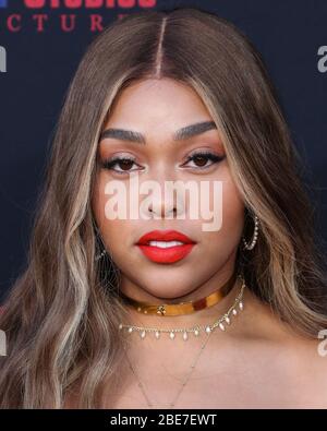 Westwood, Usa. April 2020. (FILE) Jordyn Woods plant, noch vor Ende des Jahres ein Album zu veröffentlichen. Jordyn Woods sagt, dass sie plant, dieses Jahr ein Album aufzunehmen und zu veröffentlichen. Sie wird auch ihr eigenes Plattenlabel gründen. WESTWOOD, LOS ANGELES, KALIFORNIEN, USA - AUGUST 13: Model Jordyn Woods kommt bei der Premiere von "47 Meter Down Uncaged" der Entertainment Studios in Los Angeles am 13. August 2019 im Regency Village Theatre in Westwood, Los Angeles, Kalifornien, USA an. (Foto von Xavier Collin/Image Press Agency) Quelle: Image Press Agency/Alamy Live News Stockfoto