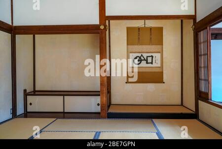 Zen-Malerei im Tokonoma, Kennin-ji-Tempel, Higashiyama, Kyoto, Japan Stockfoto