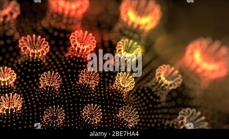 3D-Abbildung des Coronavirus. Abbildung zeigt Struktur-Virus. Stockfoto