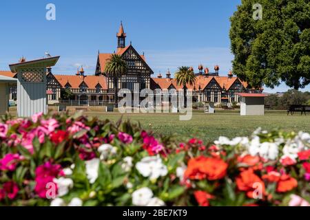 8/3/2020 schöne Aussicht mit Blumenpflanze bei Government Gardens, Rotorua, Neuseeland. Stockfoto