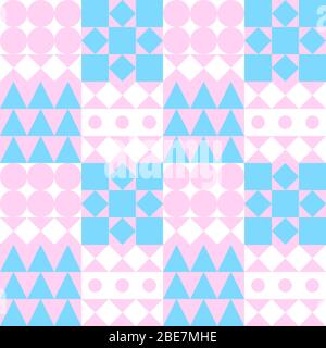 Geometrische Pastell Fliese Hintergrund, bauhaus Farbe nahtlose Muster mit Kreisen, Quadrate und Dreiecke, Mode modernen Druck mit verschiedenen Formen, schweizer Design, Vektor abstrakten Mosaik Stock Vektor
