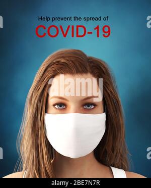 Covid-19 oder Coronavirus, verhindern Sie die Verbreitung des Virus, 3d-Rendering Stockfoto