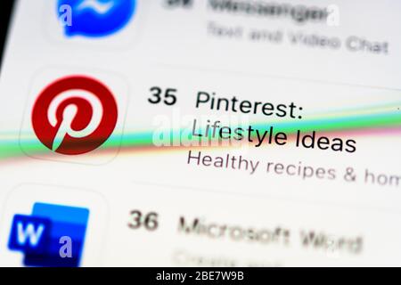 Pinterest App im Apple App Store, soziales Netzwerk, App-Symbol, Detail, Vollformat Stockfoto