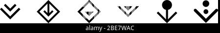 Swipe top down or download icon scroll Piktogramm Set isoliert für Blogger Web ui ux Design. Vektor schwarzen Pfeil unten für Anwendung und soziale Netzwerk. Abbildung der einfachen EPS-Tasten Stock Vektor