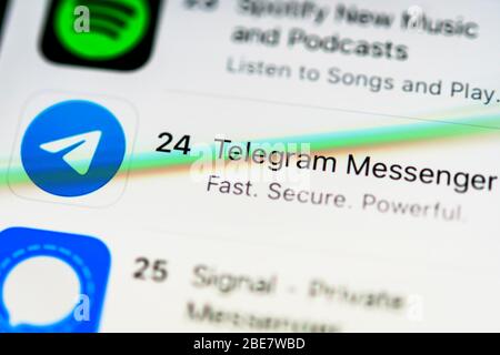 Telegram App, Instant Messenger Service, App-Symbol, Detail, Vollformat Stockfoto