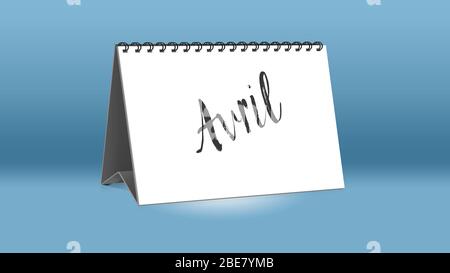 Ein Kalender für den Schreibtisch zeigt den französischen Monat Avril (April in englischer Sprache) Stockfoto