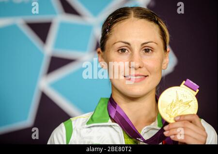 Laura Asadauskaitė-Zadneprovskienė - litauische Fünfathletin. Olympiasieger und Weltmeister, dreimaliger litauischer Athlet des Jahres. Stockfoto