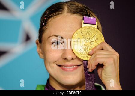 Laura Asadauskaitė-Zadneprovskienė - litauische Fünfathletin. Olympiasieger und Weltmeister, dreimaliger litauischer Athlet des Jahres. Stockfoto