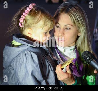 Laura Asadauskaitė-Zadneprovskienė - litauische Fünfathletin. Olympiasieger und Weltmeister, dreimaliger litauischer Athlet des Jahres. Stockfoto