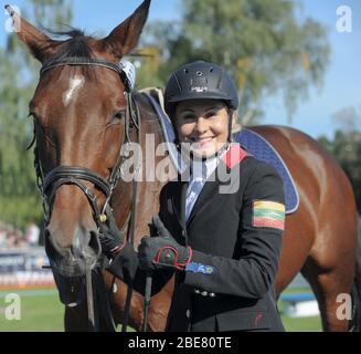 Laura Asadauskaitė-Zadneprovskienė - litauische Fünfathletin. Olympiasieger und Weltmeister, dreimaliger litauischer Athlet des Jahres. Stockfoto