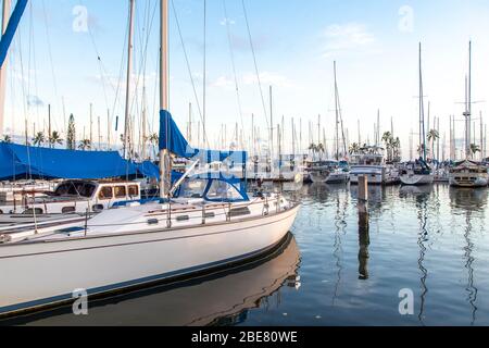 Hawaii, USA. Oahu: Ala Wai Boat Harbor, Honolulu Stockfoto