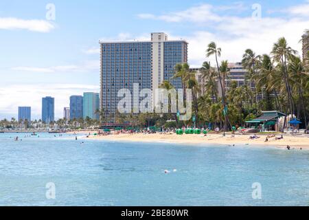 Hawaii, USA. Oahu: Waikiki Beach, Honolulu Stockfoto