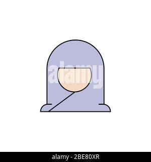 Muslimische Frau in Avatar flache und dünne Linie Symbol auf einem weißen Hintergrund isoliert.Ramadan Urlaub Design-Element.Religion muslime Zeichen Stock Vektor