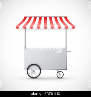 Wagen mit Markise. Mobile Street Food Delivery. Auf Rädern einkaufen. Vektorgrafik Stock Vektor