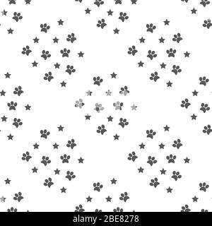 Hund Paw nahtlose Vektor Fußabdruck Muster Kätzchen Welpen Stern Fliesen Hintergrund wiederholen Tapete Illustration Cartoon Schal isoliert Stock Vektor