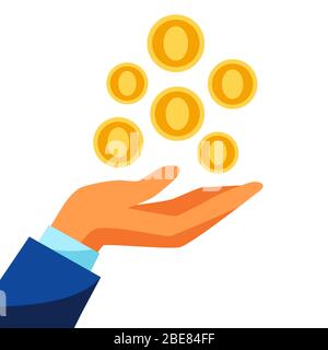 Illustration von Hand und fallendem Geld. Stock Vektor