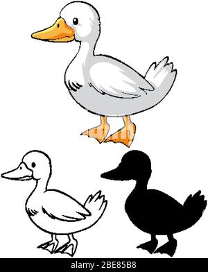 Kinder Ente Färbung Arbeitsblatt Illustration Stock Vektor