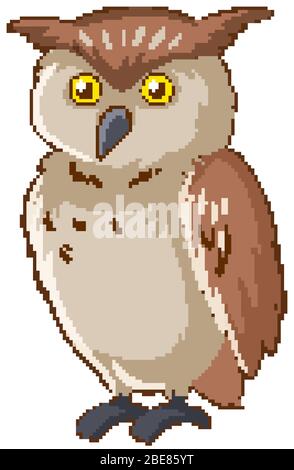 Wilde Eule mit brauner Feder auf weißem Hintergrund Illustration Stock Vektor