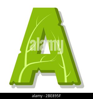 Buchstabe A, grüne Blätter Sommer Vektor-Alphabet. Das einfache Logo des Buchstabens EINE grüne Farbe. Isolierte Abbildung auf weißem Hintergrund. Stock Vektor