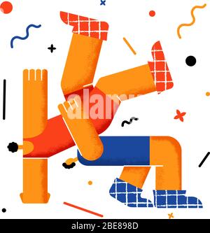 Wrestler kämpfen untereinander - Vektor Stock Vektor